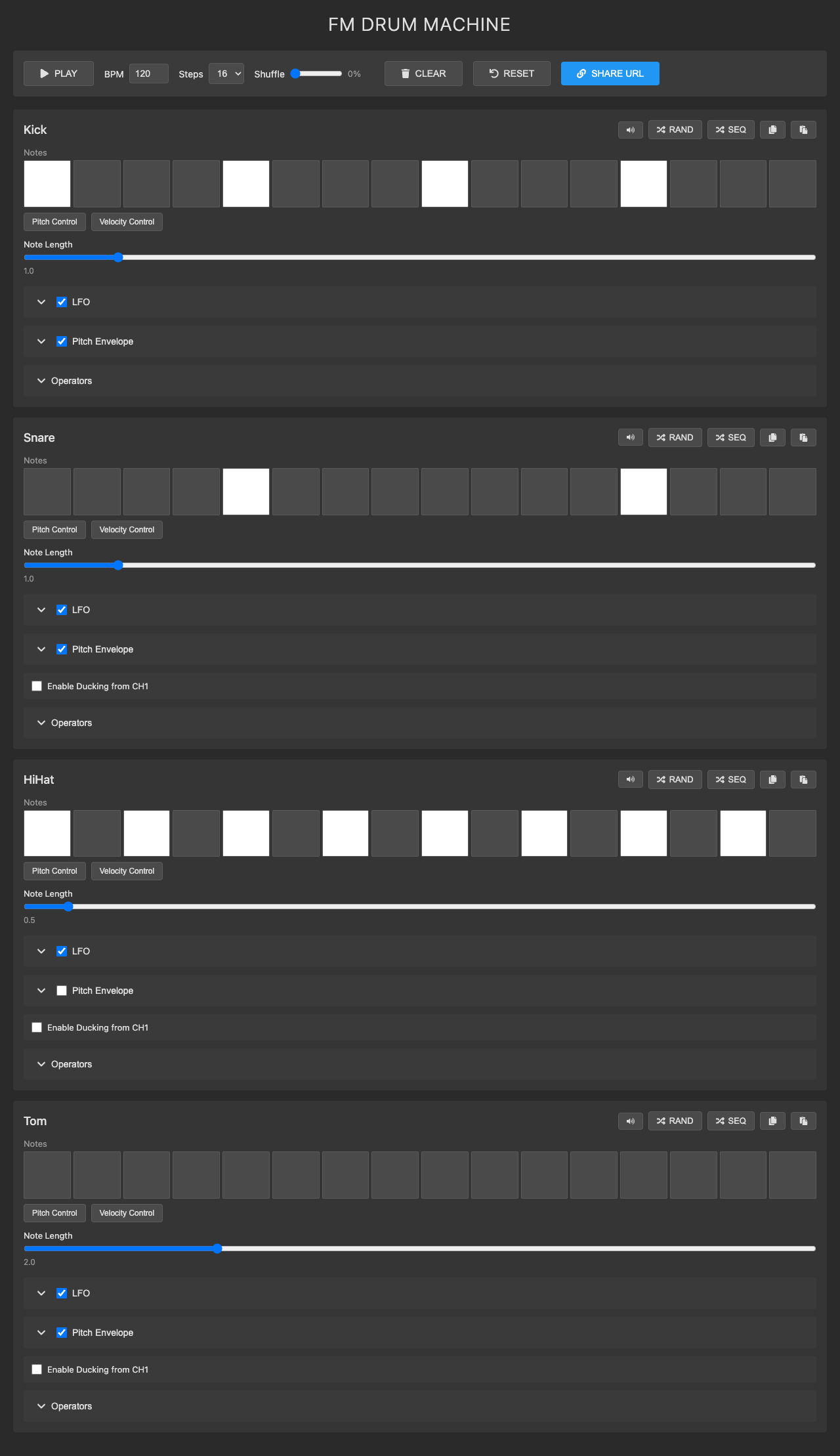 Screenshot of vibe-fm-drum-synth